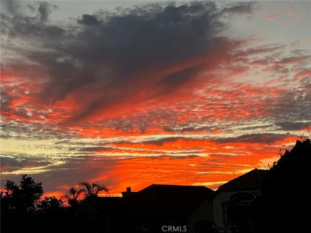 Sunset front of house