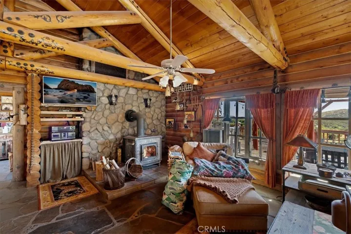 Living Room with Wood Burning Stove