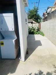 Back patio behind ADU with Outdoor Laundry Area