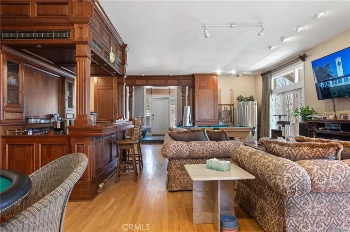Studio Apartment with walnut wood custom bar.