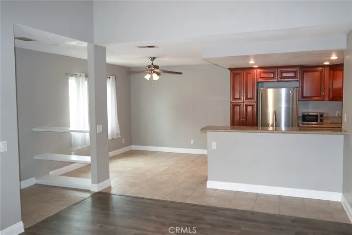Looking back at the kitchen and dining area