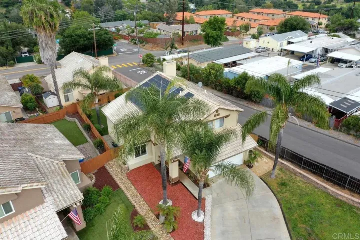 Great view showing off the location of the home and the solar panels