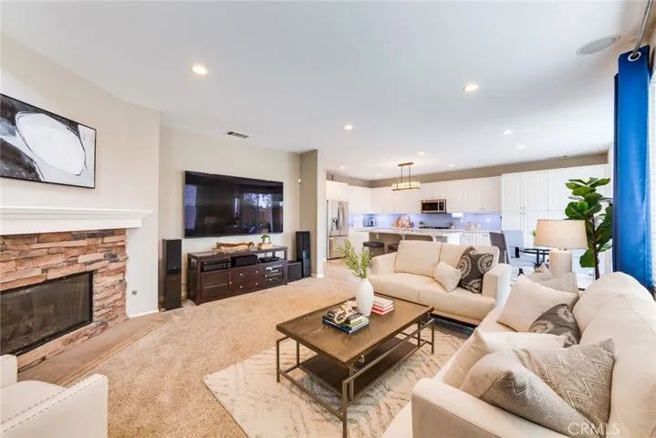 Family Room with Stone Fireplace