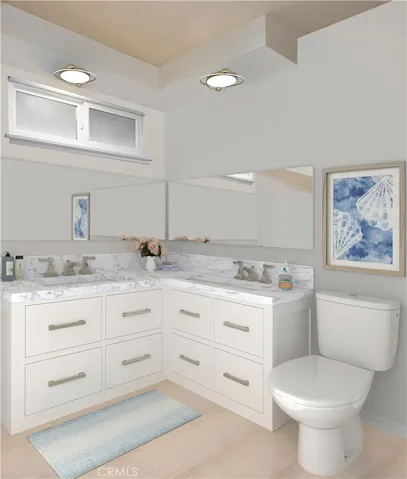 Primary bathroom double vanity remodeled