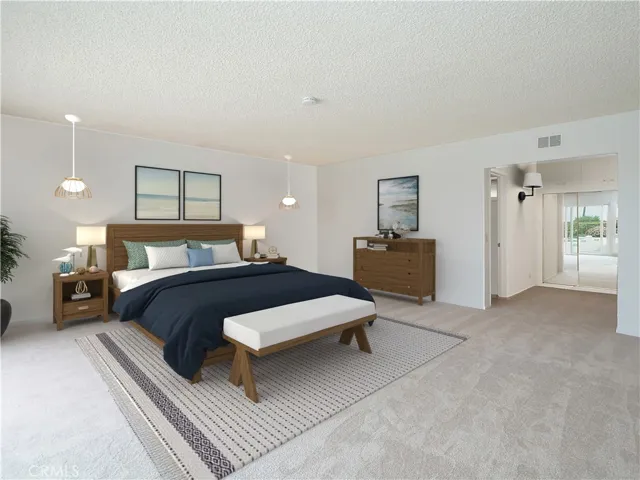 Spacious primary Suite virtually staged
