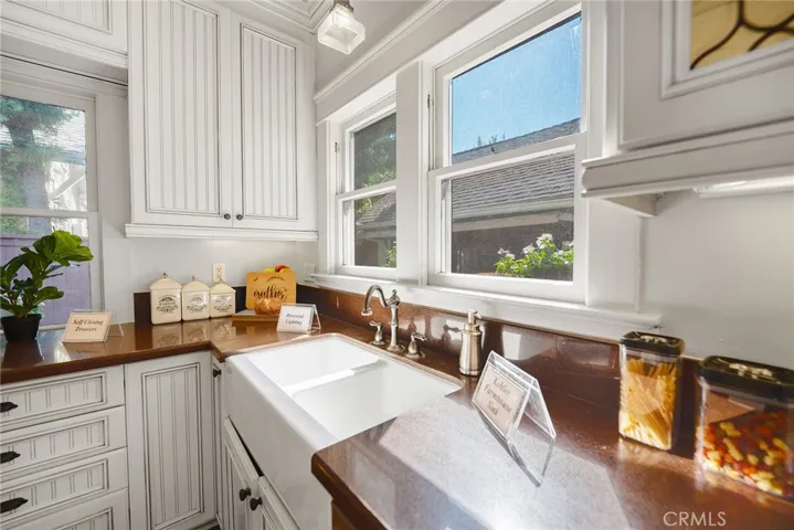 Farmhouse Sink with backyard views
