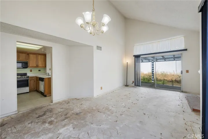 Vaulted ceilings and a sliding glass door to the backyard!