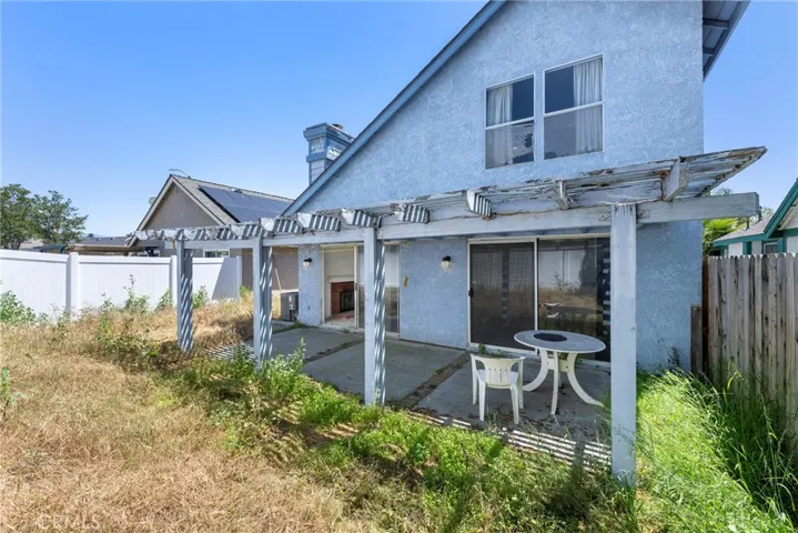 View of the back of the home, patio, and yard!