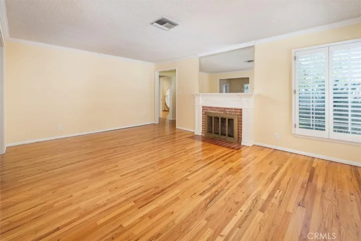 Fireplace in living room.