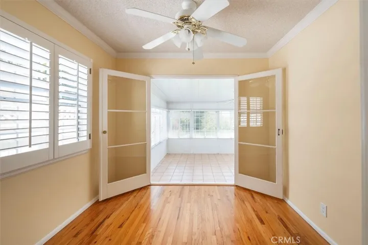 Den view to enclosed patio.