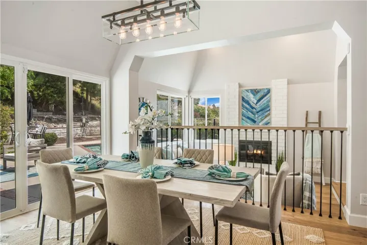 Dining room direct access to backyard.  (photographer inserted fire for this photo)