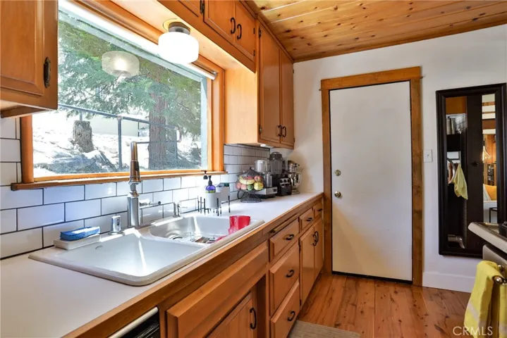 Kitchen and side door.