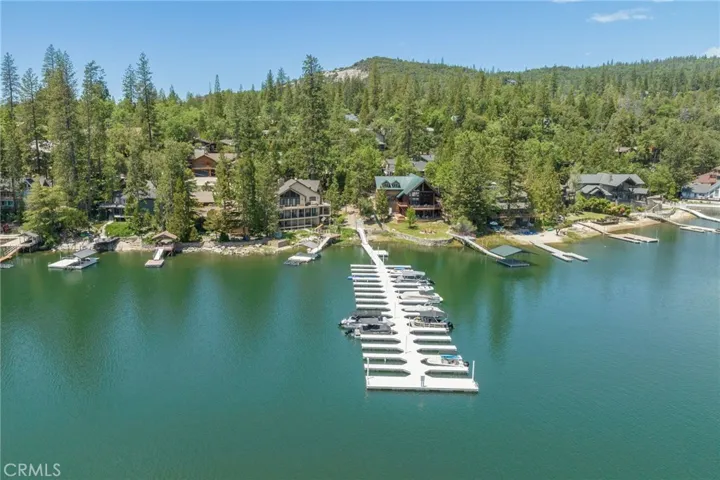 aerial view of boat slip area