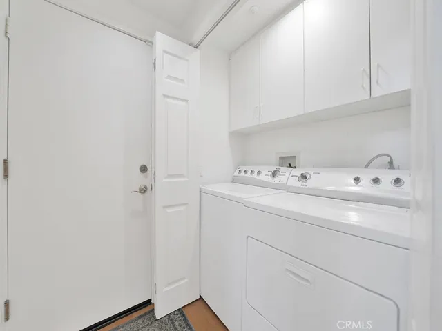 Washer and dryer are located downstairs in the laundry closet.