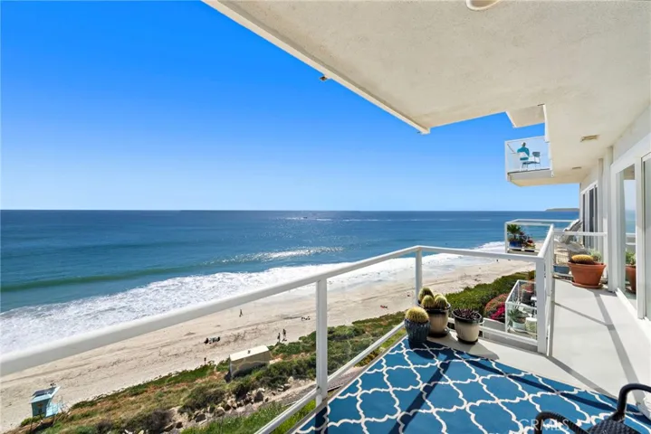 Seal Rock, Dana Point Harbor & beach trail views.  Balconies have a nice amount of space in between for a more private setting. Covered balcony with recessed lighting.
