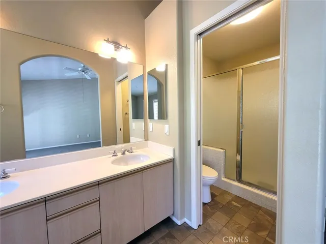 Primary bath has separate shower/toilet room
