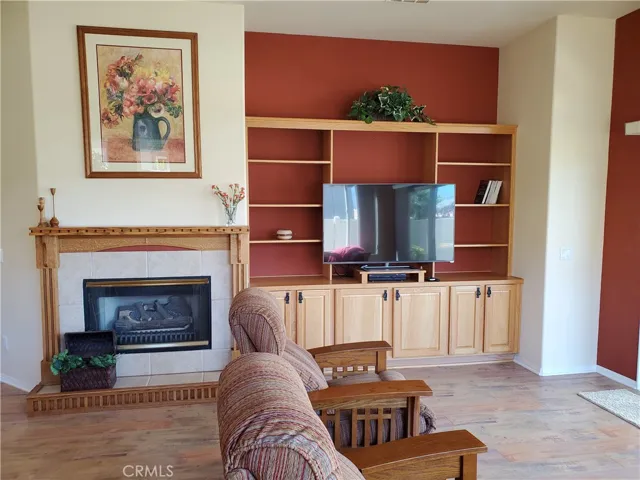custom mantel and built in book case.