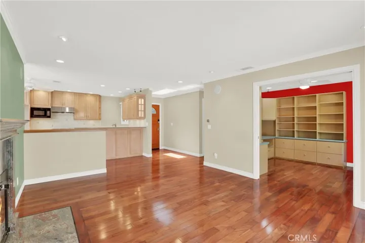 View from kitchen and living of the 4th bedroom being used as an office
