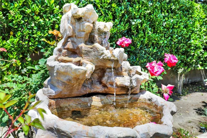 A calming fountain in the backyard

