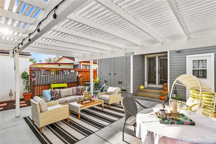 View from front door of ADU. Shared patio space