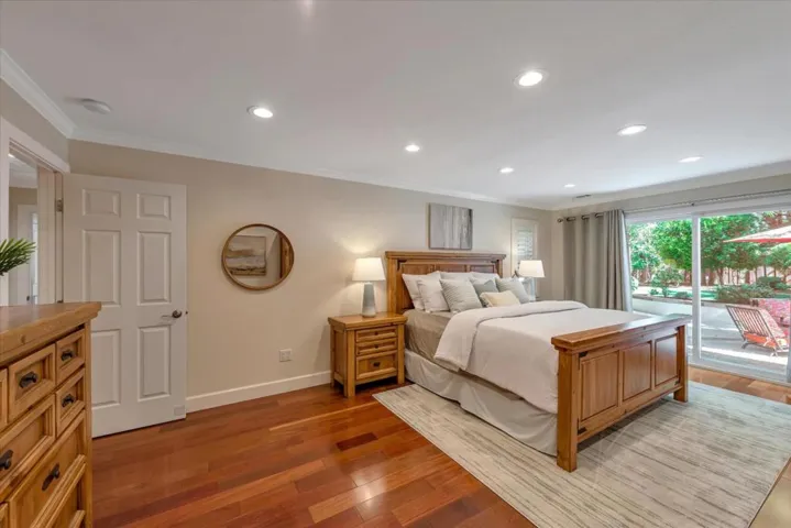 Large primary suite with access to the backyard.
