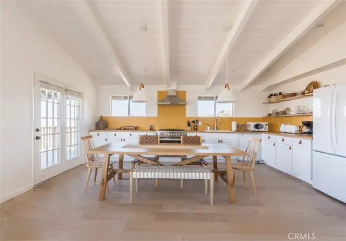 Open kitchen and dining area