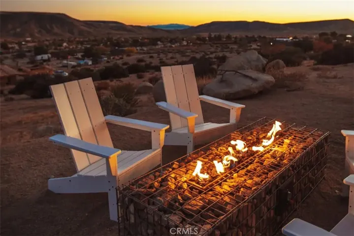 Nighttime fire pit hangs