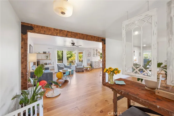 Gorgeous interior, pine wood floors, with wood accents