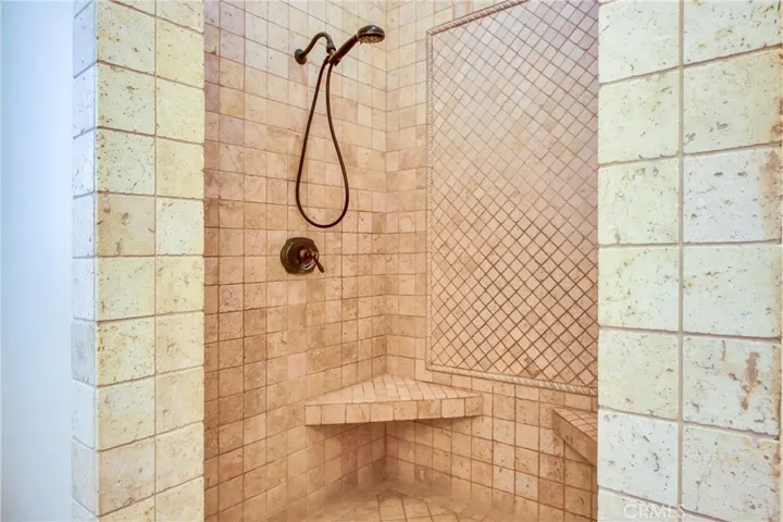 Travertine tile shower