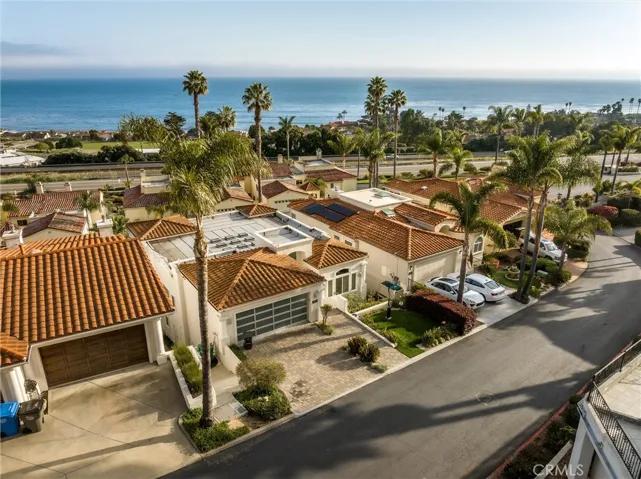Overhead view of the ocean and neighborhood