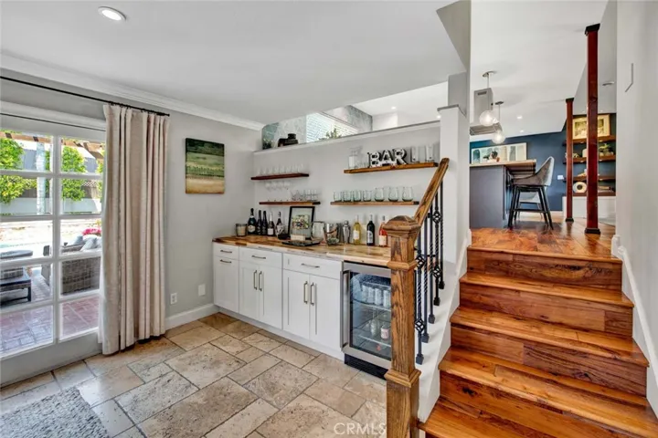 Bar In Family Room With Fridge