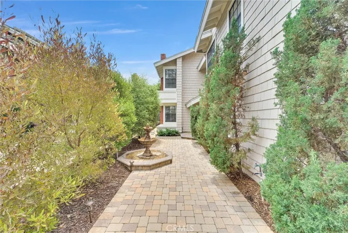 Front Entry with Custom Pavers and Water Fountain