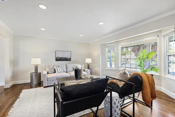 Living room with bay window
