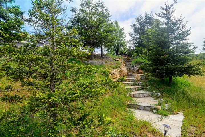 Stairs leading down to retention basin