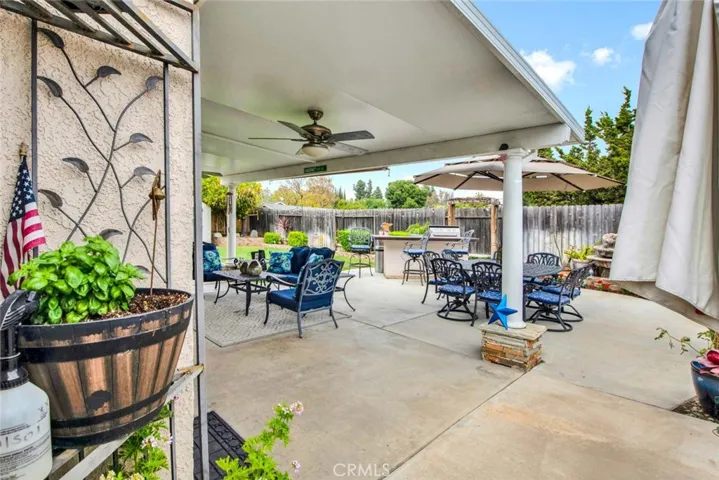A covered patio to keep you cool or out of the rain.