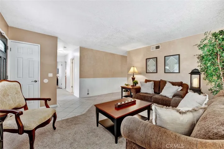 Tile flooring separates each room.