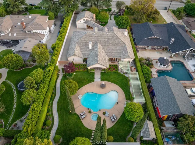Backyard aerial photo towards the main home.