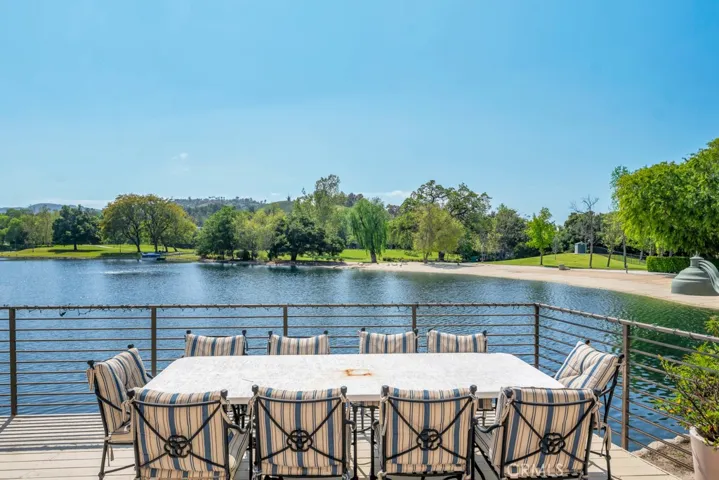 Entertainers yard with head on lake views
