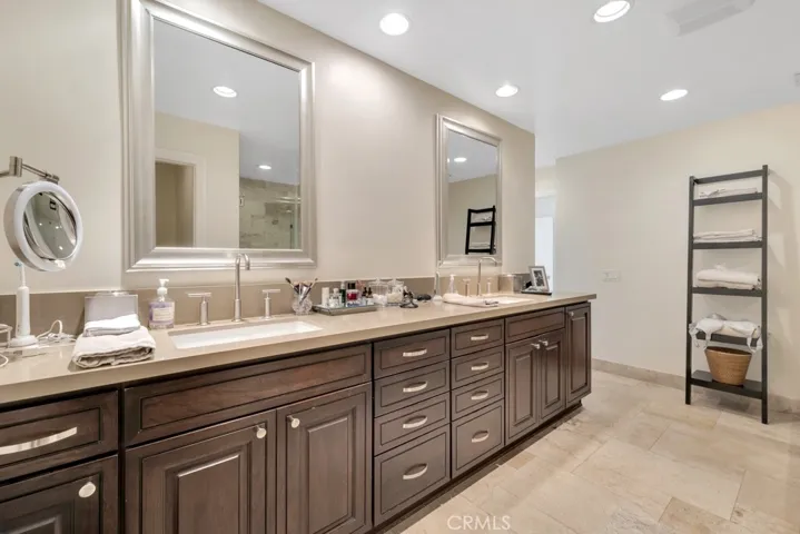 Primary bath with dual vanities