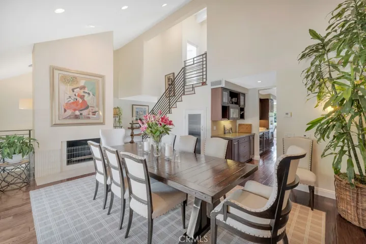 Formal dining room with fireplace