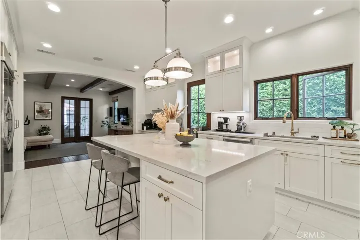 kitchen and family room