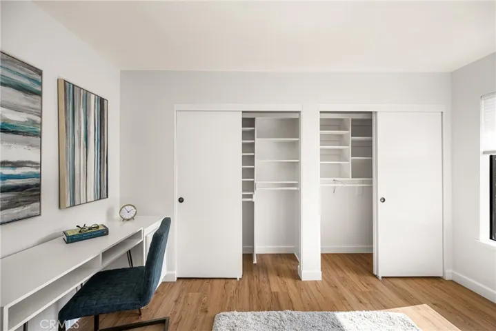 built in shelves in the closets.