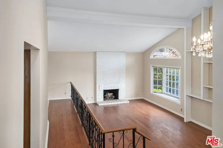 staircase view of living room