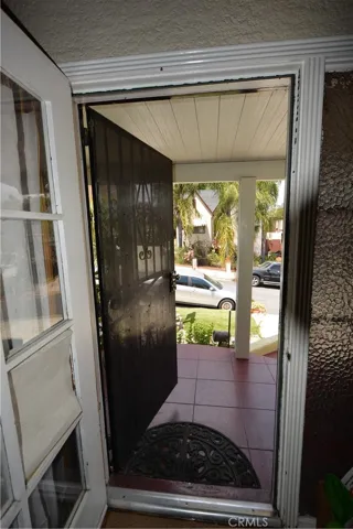 View of front porch from inside the house.