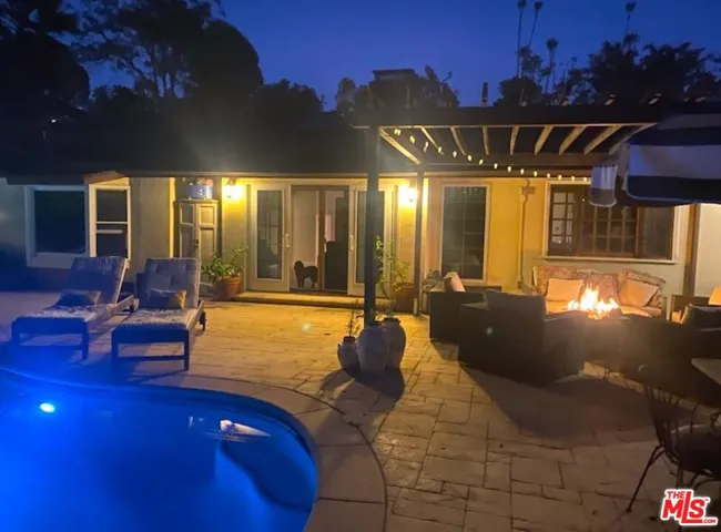 Pool area in evening