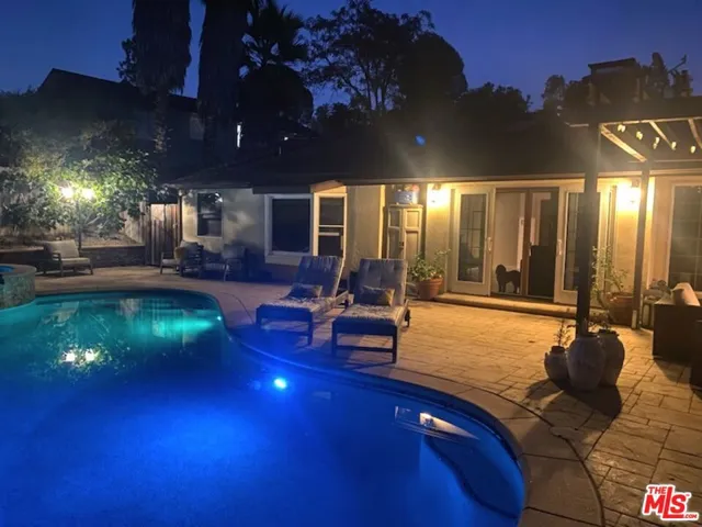 Pool area in evening