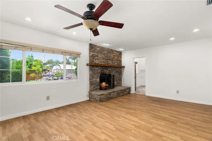 Fire in fireplace is virtually created.