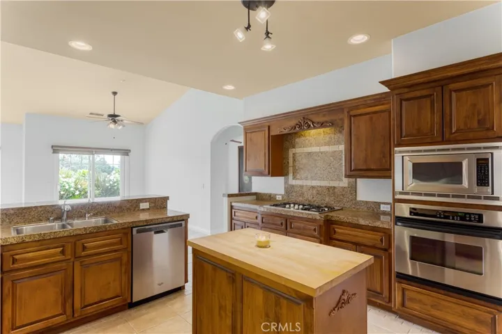 View from kitchen into family living area.