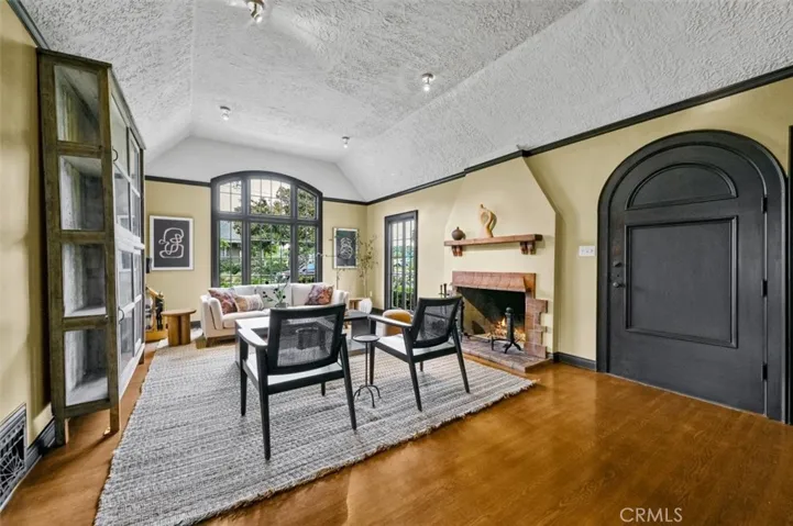 The inside of the oversized curved front door.door