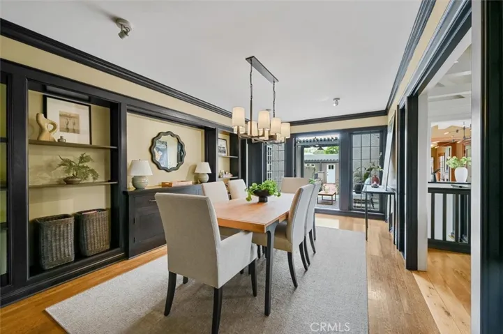 The extra large dining room opens to a courtyard.